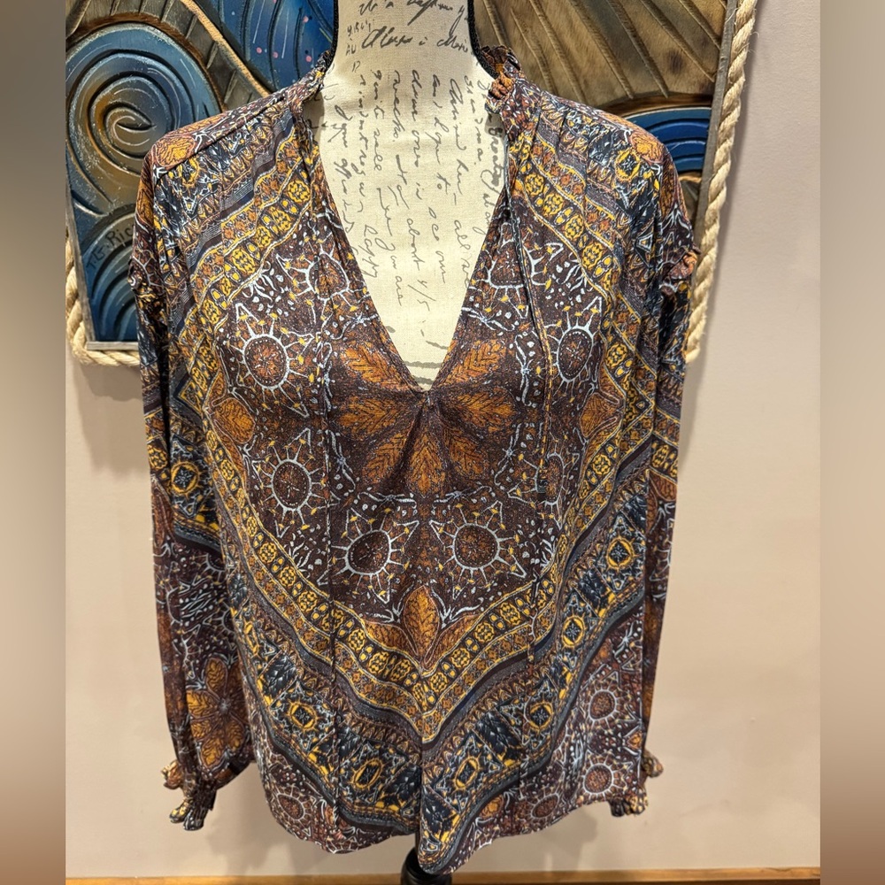 Free People Blouse Black Combo Color